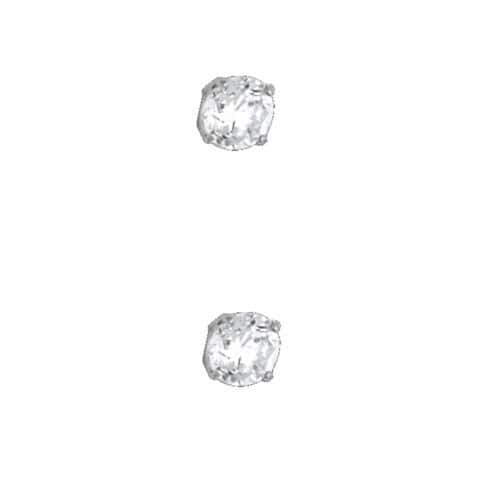 14K White Gold 4mm RD Basket Stud Earrings w/Silicone