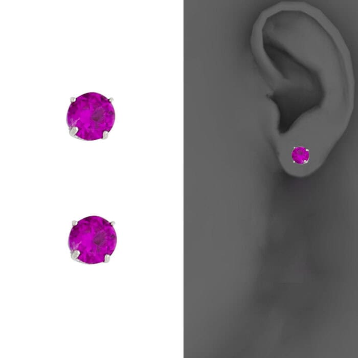 14K White Gold RD 4mm Stud Earrings w/Screw (JUL) - Image 4