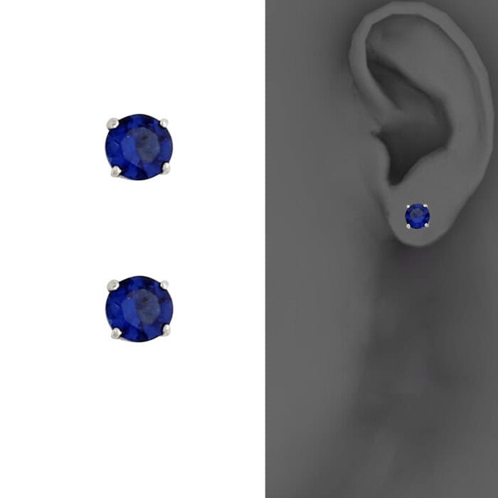 14K White Gold RD 4mm Stud Earrings w/Screw (SEP) - Image 4