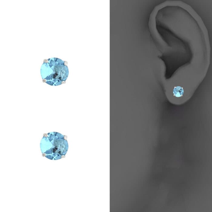 14K White Gold RD 4mm Stud Earrings w/Screw (DEC) - Image 4