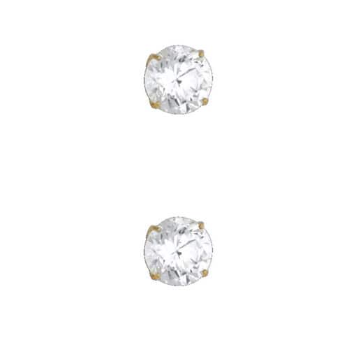 14K Yellow Gold 6mm RD Basket Stud Earrings w/Silicone