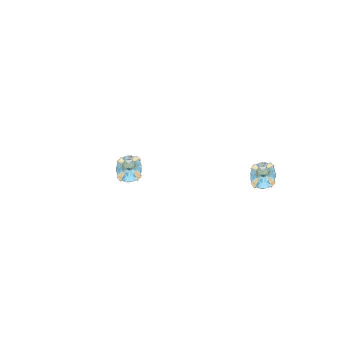 14K Yellow Gold 3mm RD Cubic Zirconia Stamp Stud Earrings w/Screw(DEC) - Image 2