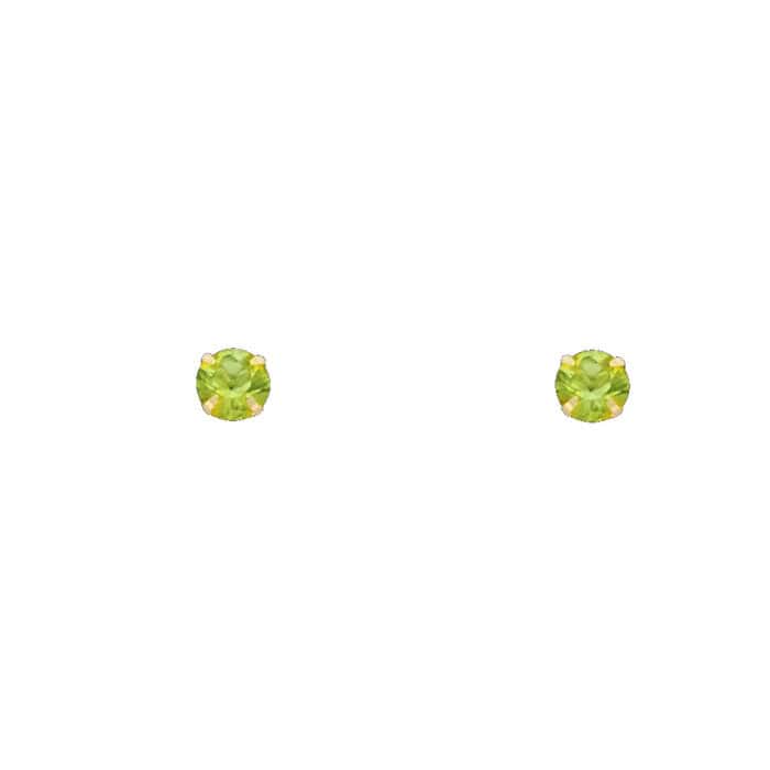 14K Yellow Gold 4mm RD Cubic Zirconia Stamp Stud Earrings w/Screw(AUG) - Image 2