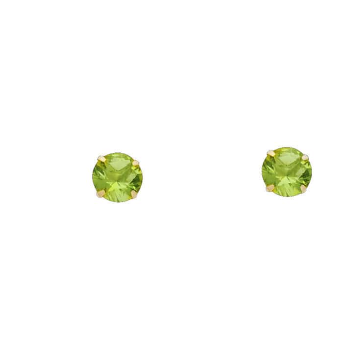 14K Yellow Gold 6mm RD Cubic Zirconia Stamp Stud Earrings w/Screw(AUG) - Image 2