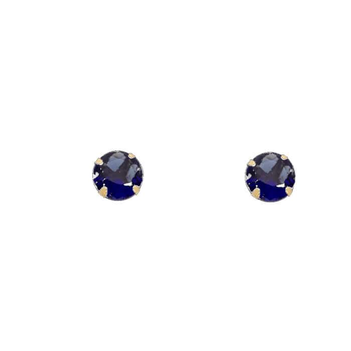 14K Yellow Gold 6mm RD Cubic Zirconia Stamp Stud Earrings w/Screw(SEP) - Image 2