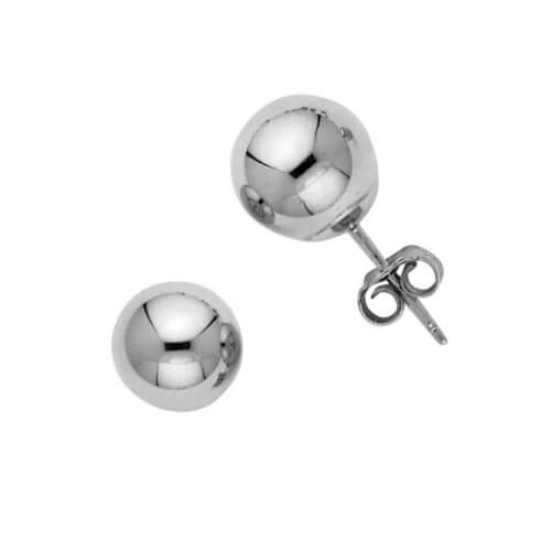 14K White Gold Ball Earrings (2mm) w/Push