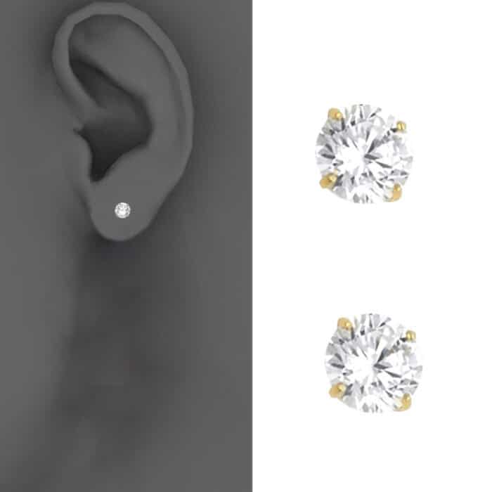 14K Yellow Gold RD 5mm Stud Earrings w/Screw (APR) - Image 2