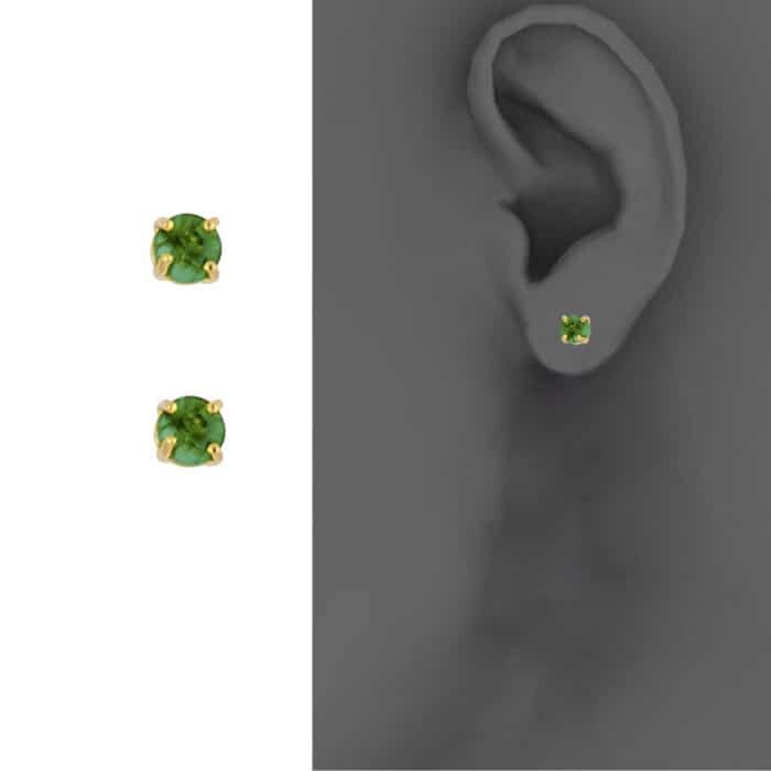 14K Yellow Gold RD 3mm Stud Earrings w/Screw (MAY) - Image 4