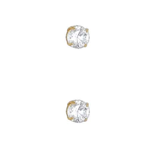 14K Yellow Gold 4mm RD Basket Stud Earrings w/Silicone