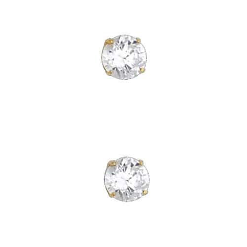 14K Yellow Gold 5mm RD Basket Stud Earrings w/Silicone