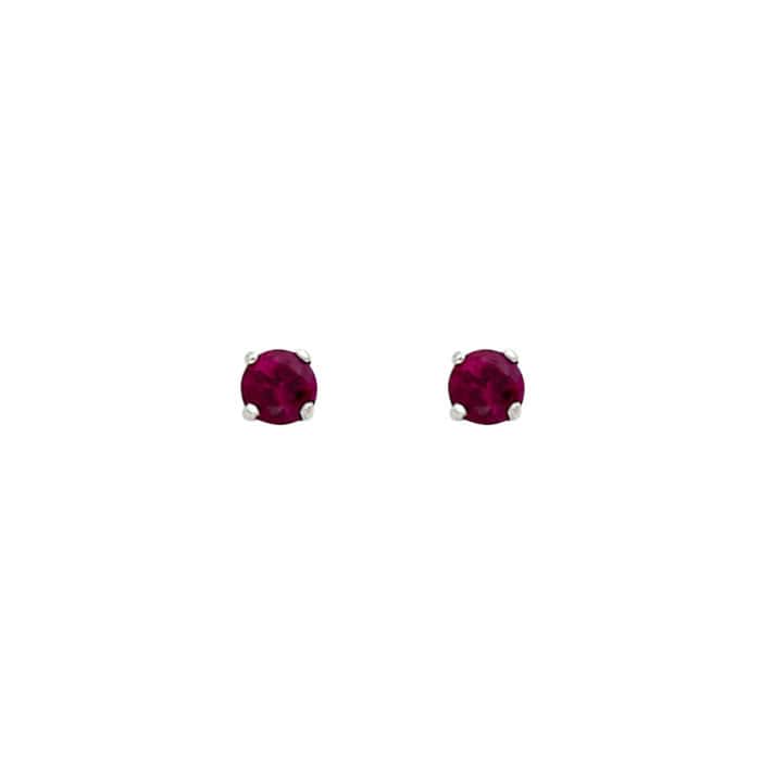 14K White Gold RD 3mm Stud Earrings w/Screw(JAN) - Image 2