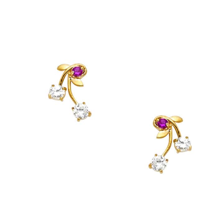 14K Yellow Gold Stud Earrings w/Screw - Image 2