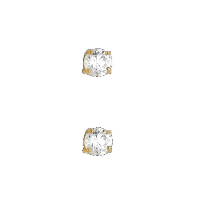 14K Yellow Gold 3mm RD Basket Stud Earrings w/Silicone