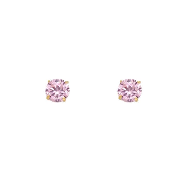 14K Yellow Gold RD 4mm Stud Earrings w/Screw (OCT) - Image 2