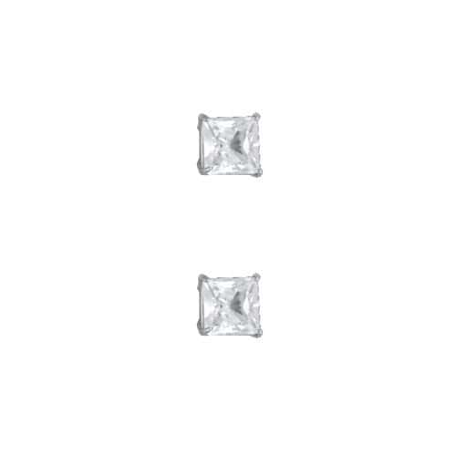 14K White Gold 5mm SQ Basket Stud Earrings w/Silicone