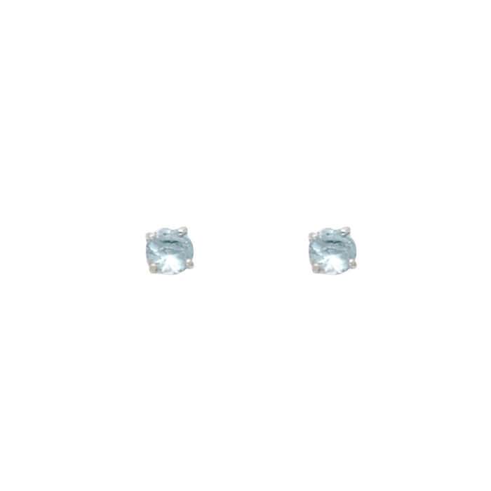 14K White Gold RD 3mm Stud Earrings w/Screw(MAR) - Image 2