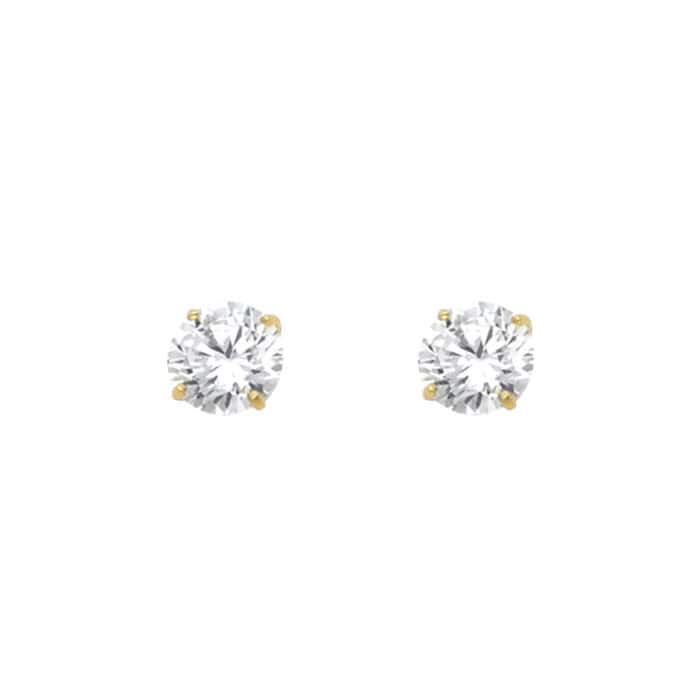 14K Yellow Gold RD 5mm Stud Earrings w/Screw (MAY) - Image 2