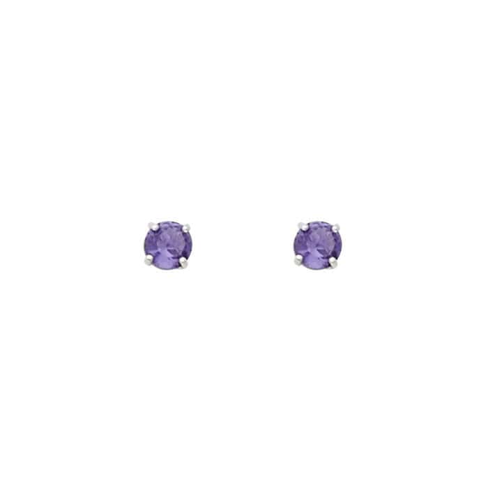 14K White Gold RD 3mm Stud Earrings w/Screw(JUN) - Image 2
