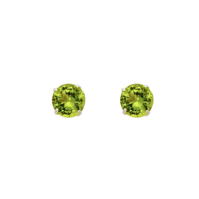 14K White Gold 5mm RD Cubic Zirconia Basket Stud Earrings w/Screw(AUG) - Image 2