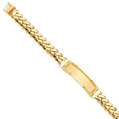 14K Yellow Gold Solid Link ID Bracelet - 8.5"