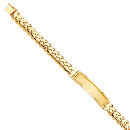 14K Yellow Gold Solid Link ID Bracelet - 8.5"