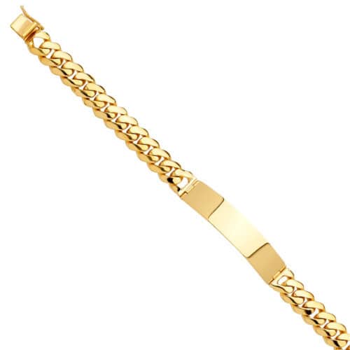 14K Yellow Gold Solid Link ID Bracelet - 8.5"