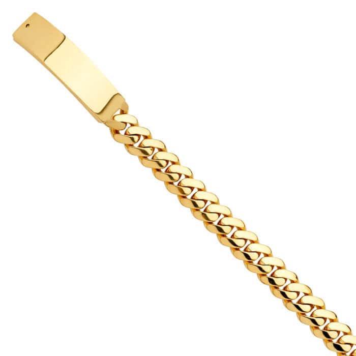 14K Yellow Gold Solid Link Military ID Bracelet - 9"