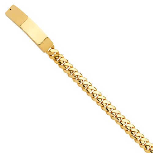 14K Yellow Gold Solid Link Military ID Bracelet - 8.5"