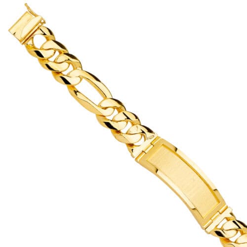 14K Yellow Gold Solid Link ID Bracelet - 9"