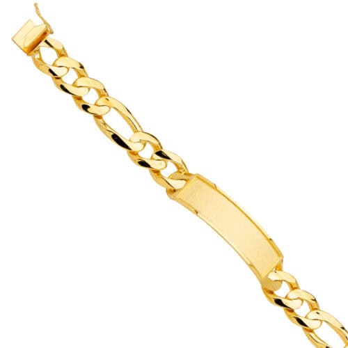 14K Yellow Gold Solid Link ID Bracelet - 8.5"