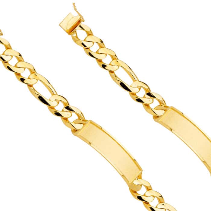 14K Yellow Gold Solid Link ID Bracelet - 8.5" - Image 2