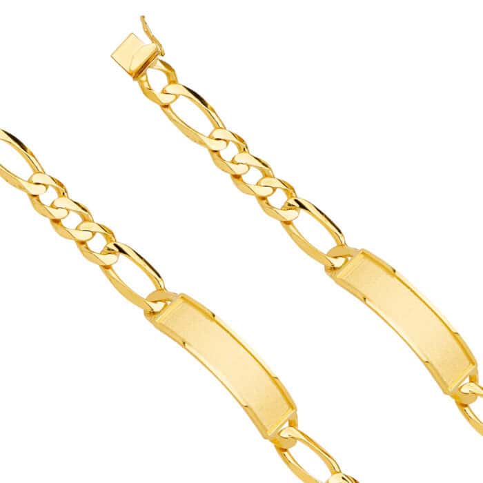 14K Yellow Gold Solid Link ID Bracelet - 8.5" - Image 2