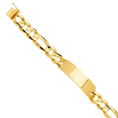 14K Yellow Gold Solid Link ID Bracelet - 8.5"