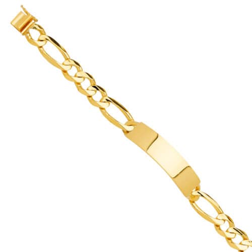 14K Yellow Gold Solid Link ID Bracelet - 8.5"
