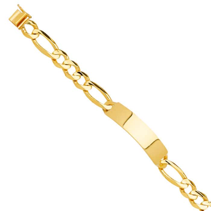 14K Yellow Gold Solid Link ID Bracelet - 8.5"
