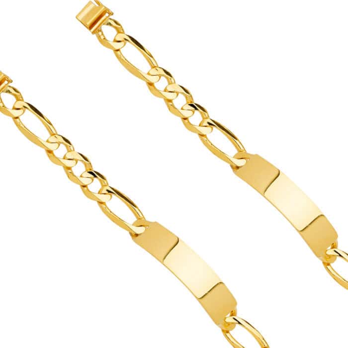 14K Yellow Gold Solid Link ID Bracelet - 8.5" - Image 2