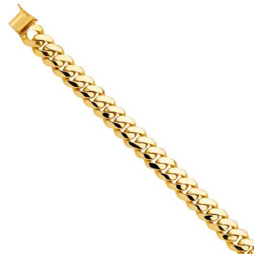14K Yellow Gold Solid Link Bracelet - 9"