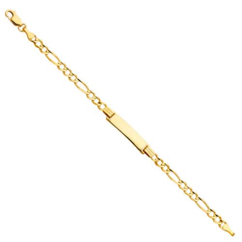 14K Yellow Gold Figaro 3+1 Baby ID Bracelet - 6"