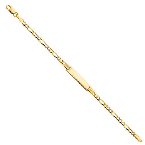 14K Yellow Gold Figaro 3+1 Baby ID Bracelet - 6"