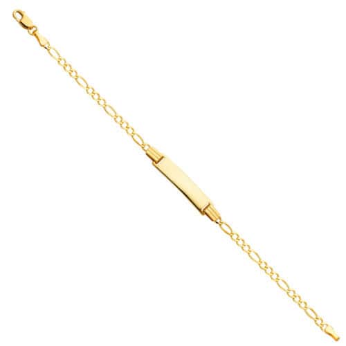 14K Yellow Gold Figaro 3+1 Baby ID Bracelet - 6"