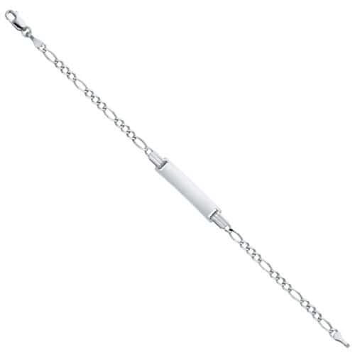 14K White Gold Figaro 3+1 Baby ID Bracelet - 6"
