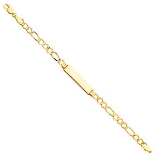 14K Yellow Gold Figaro 3+1 Baby ID Bracelet - 6"