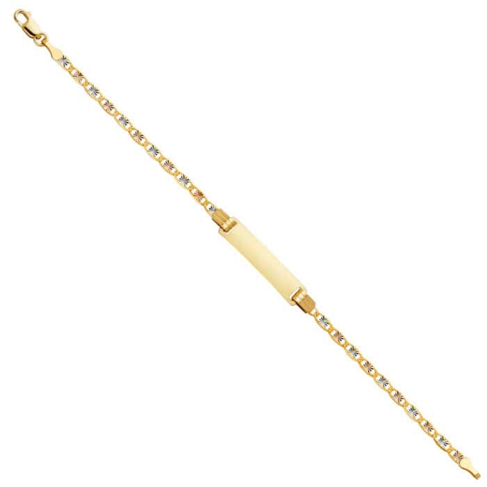 14K Tri Color Gold Valentino Diamond Cut Baby ID Bracelet - 6"