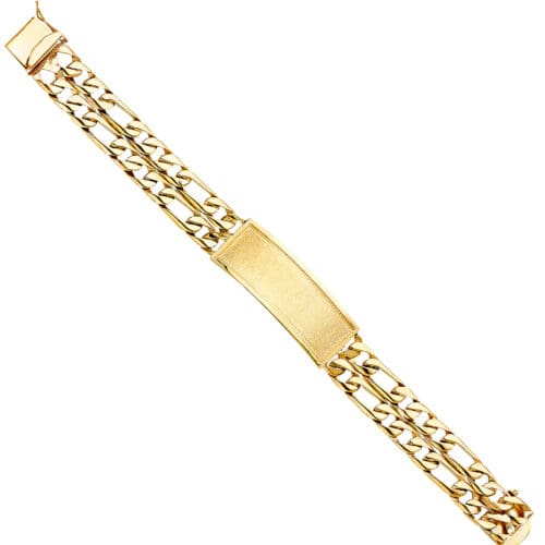 14K Yellow Gold 2L Figaro Link ID Bracelet - 8.5"