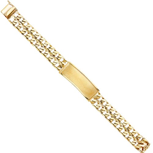 14K Yellow Gold 2L Cuban Link ID Bracelet - 8.5"