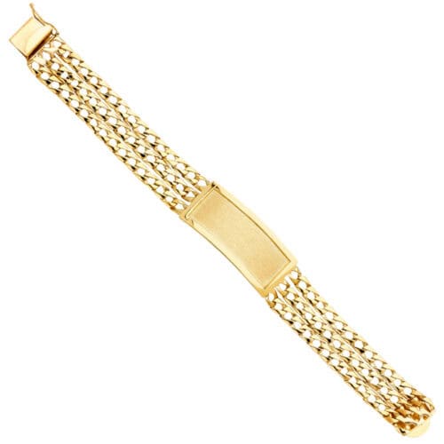 14K Yellow Gold 3L Light Cuban Link ID Bracelet - 8.5"