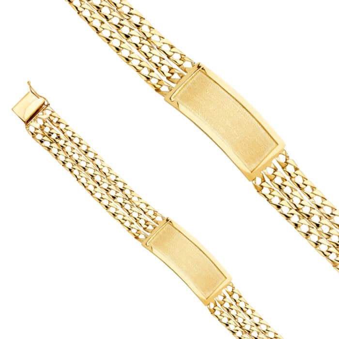 14K Yellow Gold 3L Light Cuban Link ID Bracelet - 8.5" - Image 2