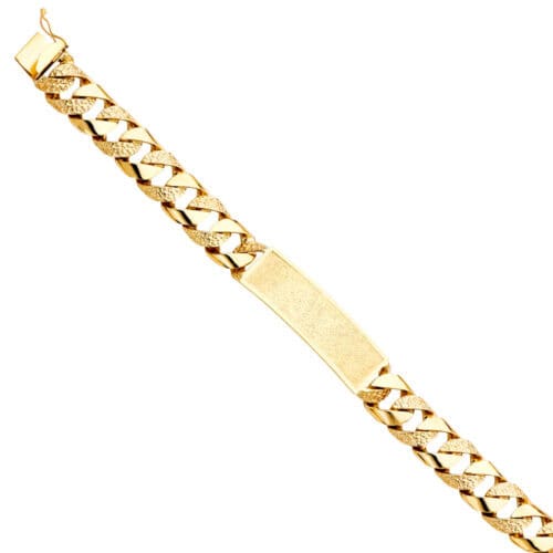 14K Yellow Gold Nugget Cuban Link ID Bracelet - 9"