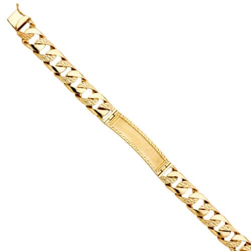 14K Yellow Gold Nugget Cuban Link GRK ID Bracelet - 8.5"