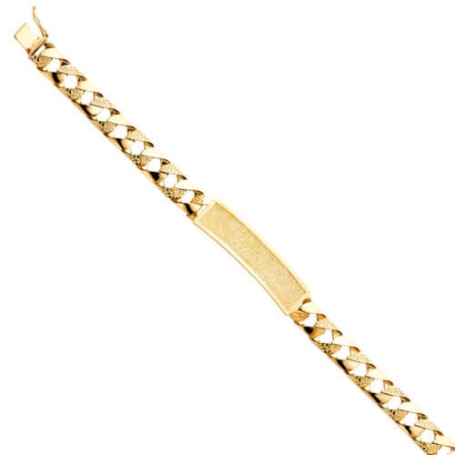 14K Yellow Gold Nugget Cuban Link ID Bracelet - 8.5"